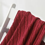 Throw Blanket Cable-Knit Design Machine-Washable Soft Yarn