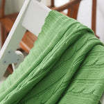 Throw Blanket Cable-Knit Design Machine-Washable Soft Yarn