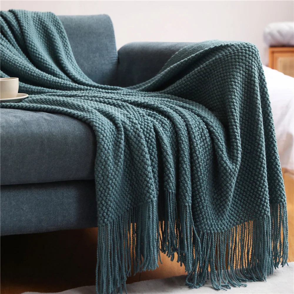 Throw Blanket Chunky Knit Machine Washable