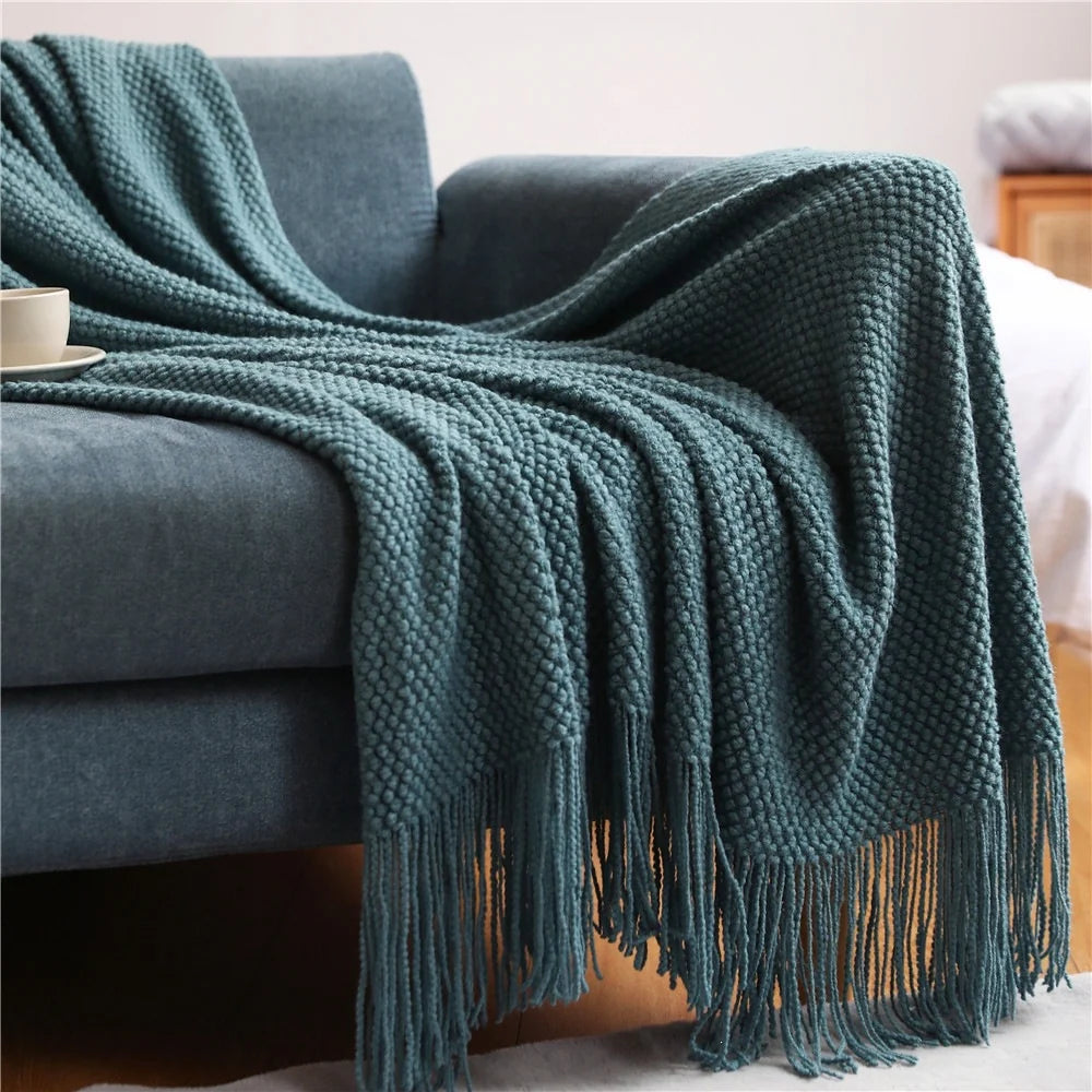 Throw Blanket Chunky Knit Machine Washable