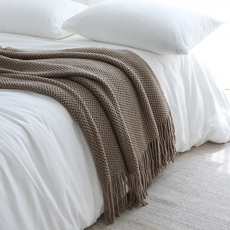 Throw Blanket Chunky Knit Soft Yarn Machine Washable