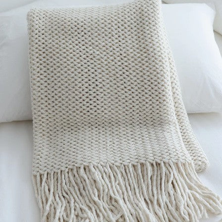 Throw Blanket Chunky Knit Soft Yarn Machine Washable