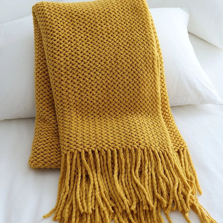 Throw Blanket Chunky Knit Soft Yarn Machine Washable