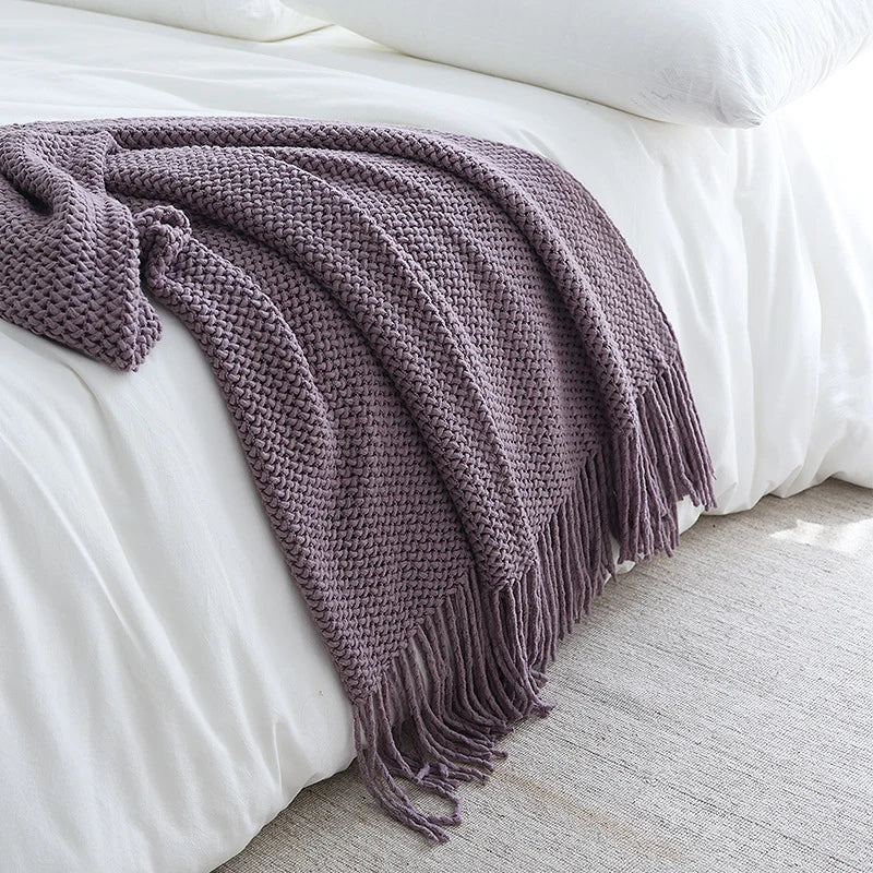 Throw Blanket Chunky Knit Soft Yarn Machine Washable