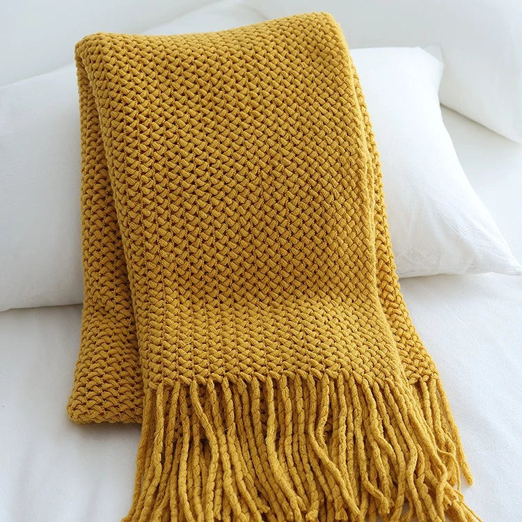 Throw Blanket Chunky Knit Soft Yarn Machine Washable