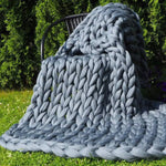 Throw Blanket Chunky Wool Plush & Warm