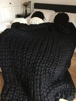 Throw Blanket Chunky Wool Plush & Warm