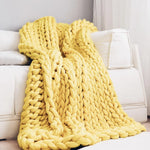 Throw Blanket Chunky Wool Plush & Warm