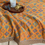 Throw Blanket Lightweight Quilted Cotton-Linen Floral Jacquard