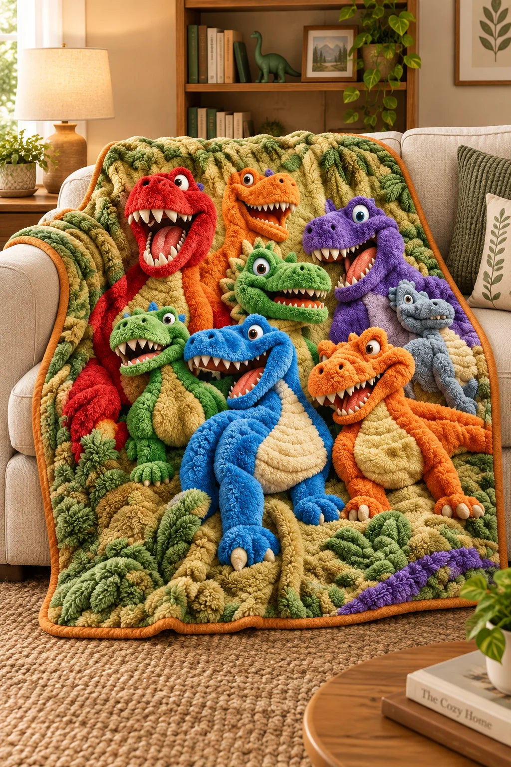 Throw Blanket Oversized Soft Dinosaur Print Machine Washable