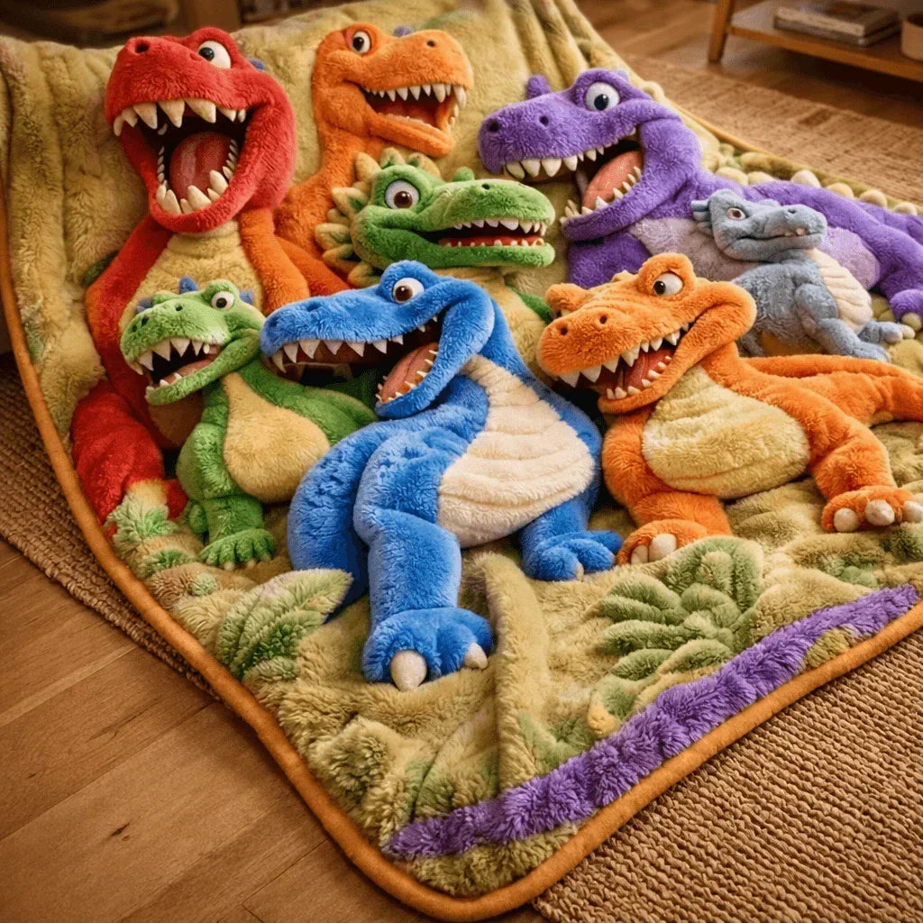 Throw Blanket Oversized Soft Dinosaur Print Machine Washable