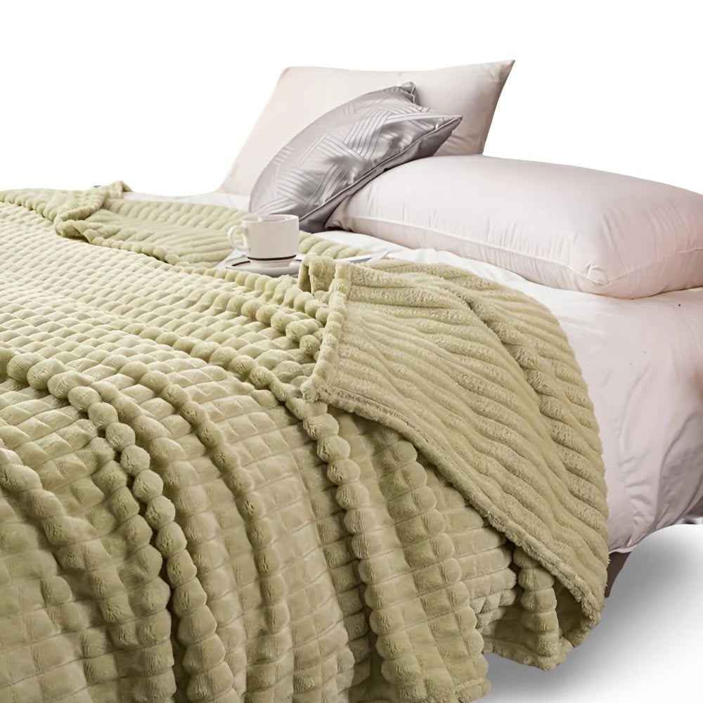 Throw Blanket Plush Coral Fleece Textured Geometric Design