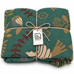 Throw Blanket Reversible Cotton Bird Motif Machine Washable