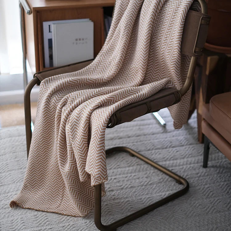 Throw Blanket Textured Herringbone Soft & Machine Washable