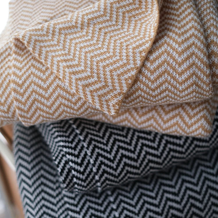 Throw Blanket Textured Herringbone Soft & Machine Washable
