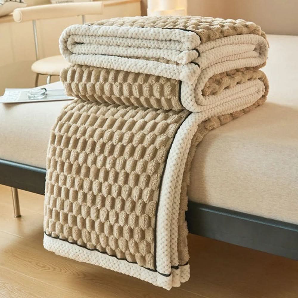 Throw Blanket Textured Sherpa Fleece Machine Washable