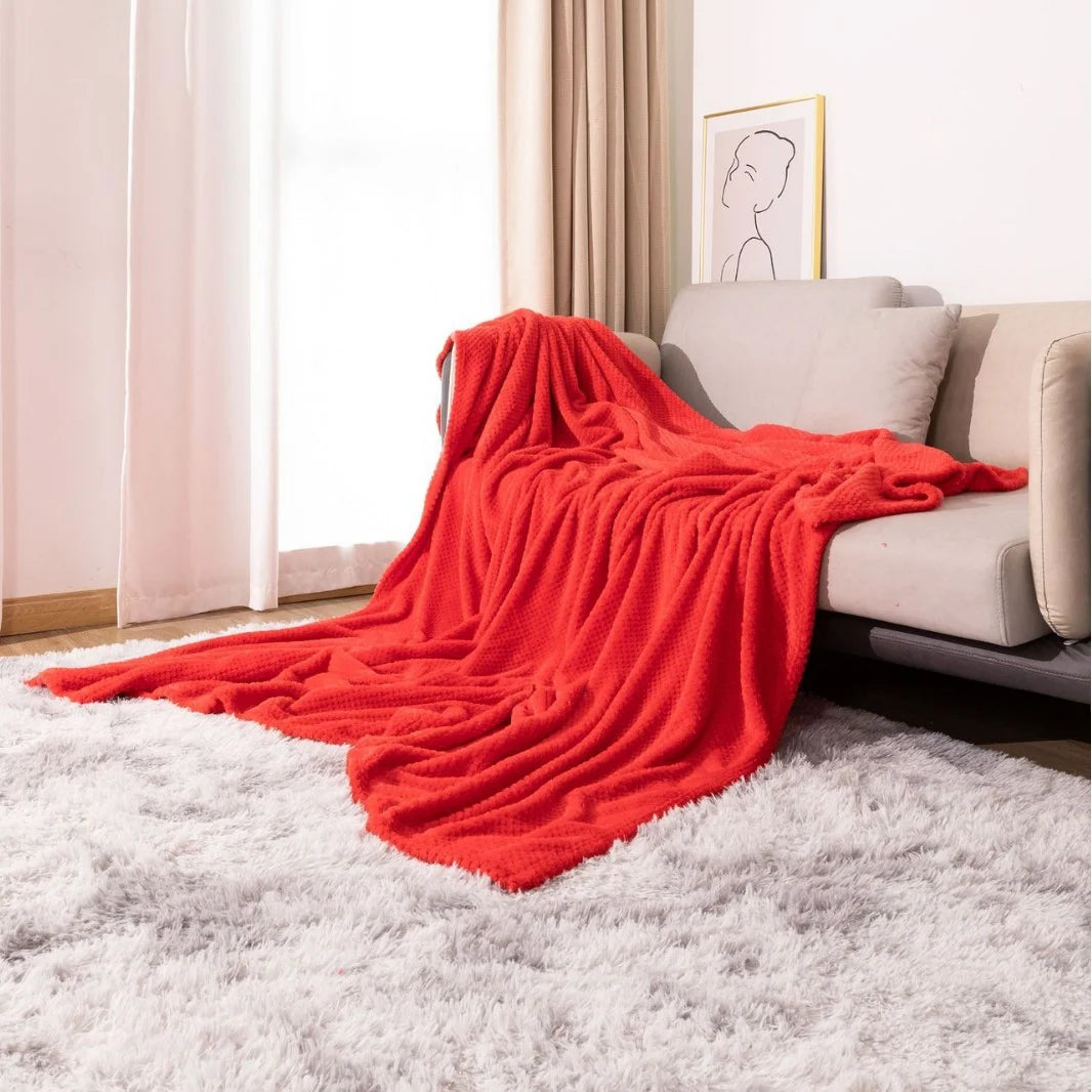 Throw Blanket Waffle Knit Microfiber Lightweight Machine Washable