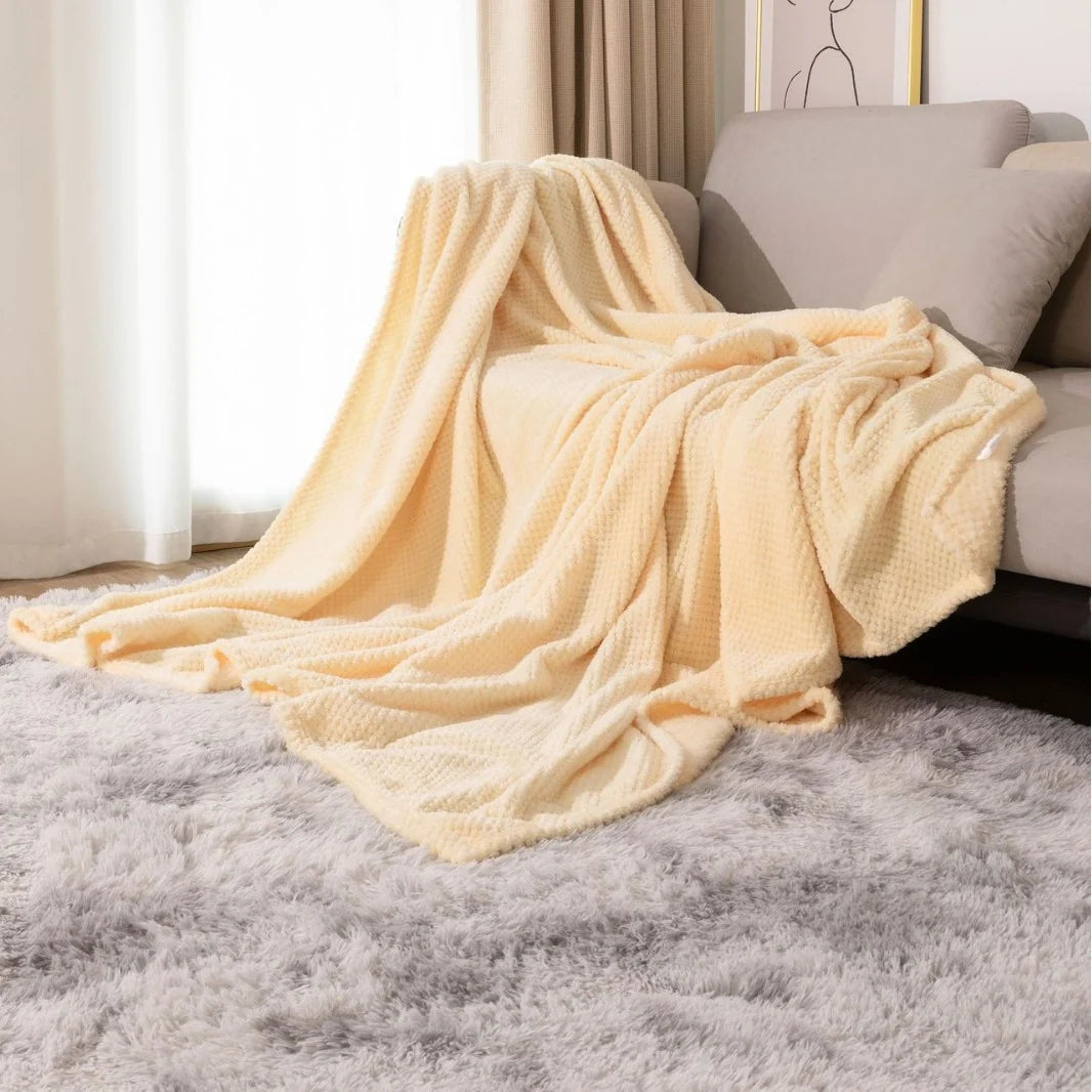 Throw Blanket Waffle Knit Microfiber Lightweight Machine Washable