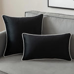 Throw Cushion Velvet Contrast Piping Removable Cover