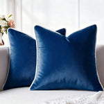Throw Cushion Velvet Contrast Piping Removable Cover