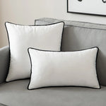 Throw Cushion Velvet Contrast Piping Removable Cover