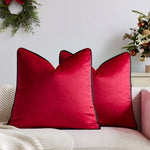 Throw Cushion Velvet Contrast Piping Removable Cover