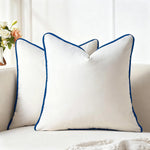 Throw Cushion Velvet Contrast Piping Removable Cover