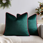Throw Cushion Velvet Contrast Piping Removable Cover