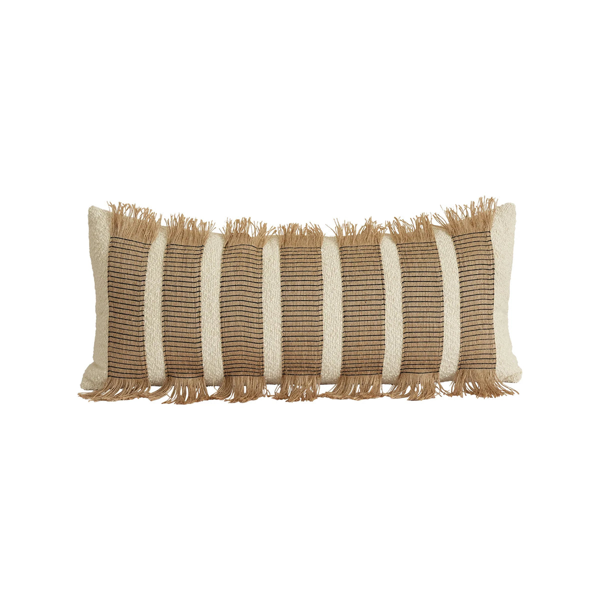 Throw Pillow Boucle & Handwoven Jute Removable Cover