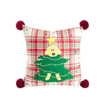Throw Pillow Christmas Dog Print Pom-Poms Removable Cover