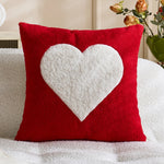 Throw Pillow Cover Bouclé With Raised Sherpa Heart