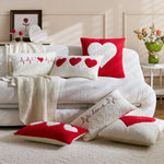 Throw Pillow Cover Bouclé With Raised Sherpa Heart