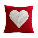 Throw Pillow Cover Bouclé With Raised Sherpa Heart