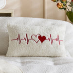 Throw Pillow Cover Bouclé With Raised Sherpa Heart