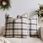 Throw Pillow Cover Brushed Flannel Sherpa Trim Hidden Zipper