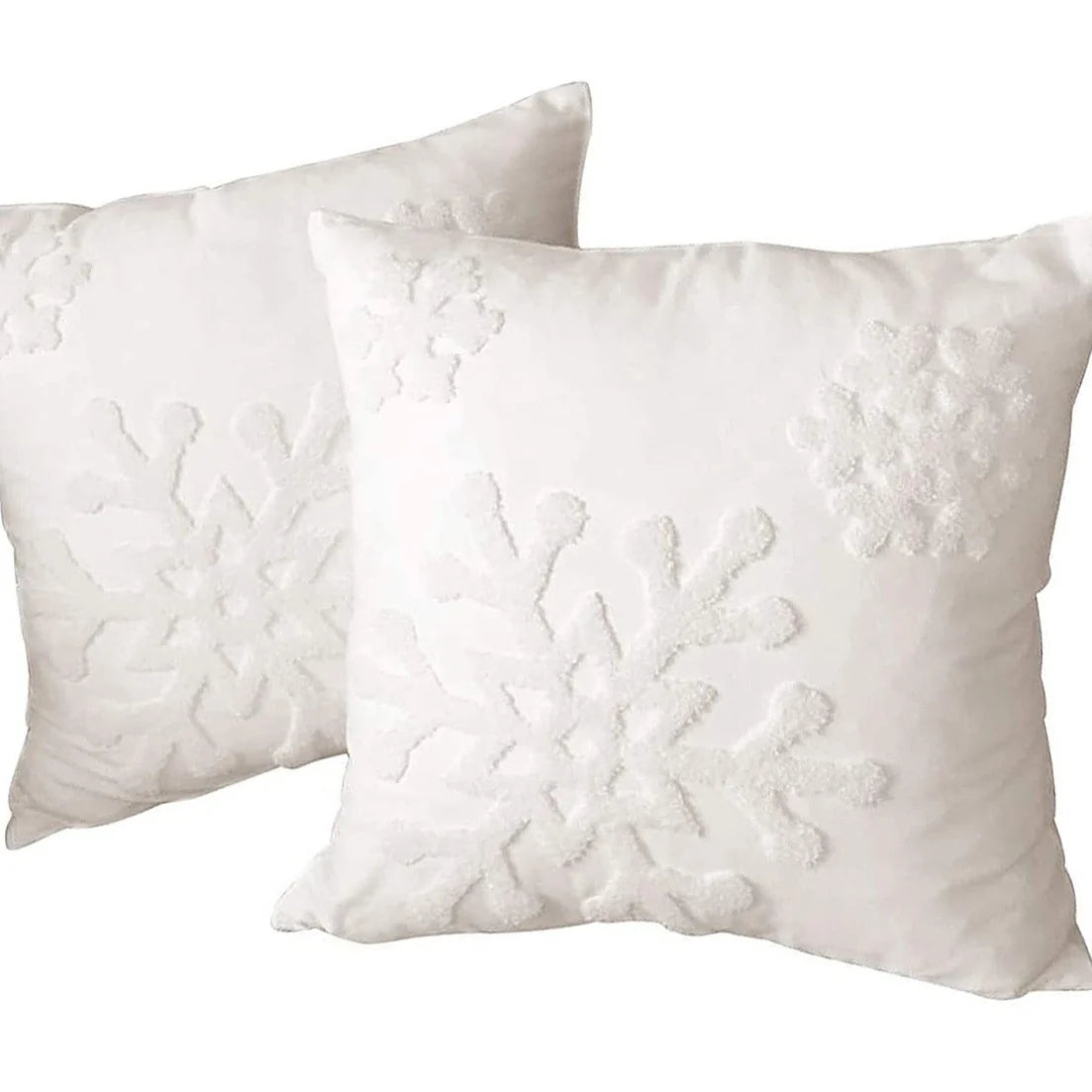 Throw Pillow Cover Chenille Tufted Snowflake Concealed Zipper
