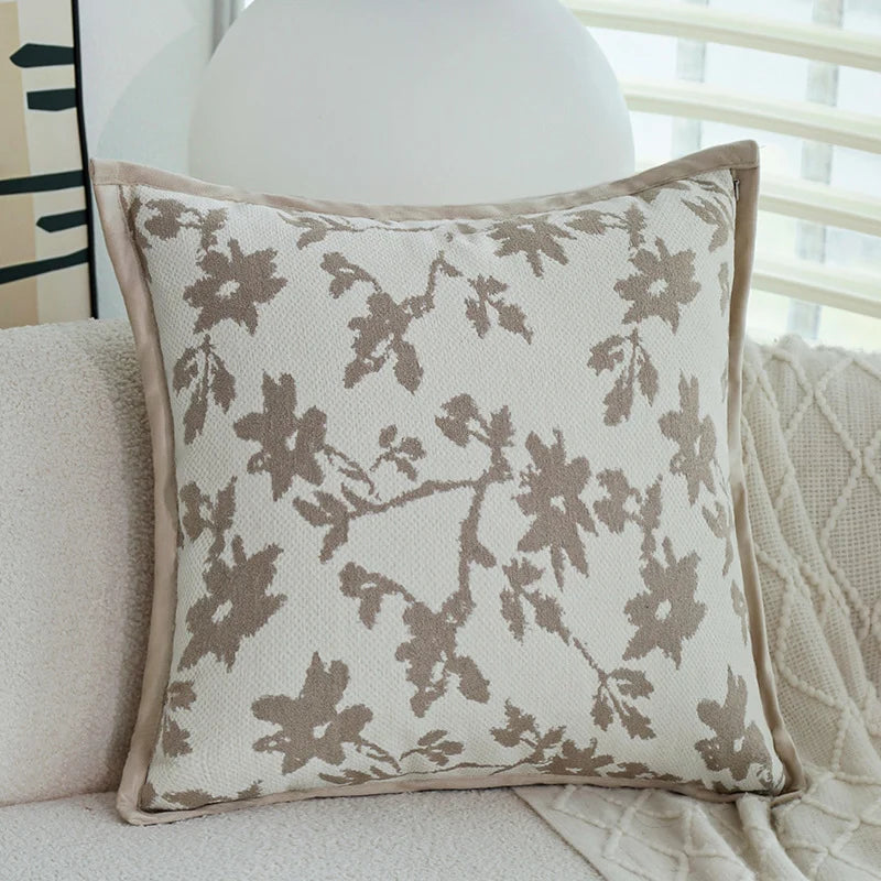 Throw Pillow Cover Cotton Blend Quilted Piping Machine Washable