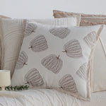 Throw Pillow Cover Cotton Blend Quilted Piping Machine Washable
