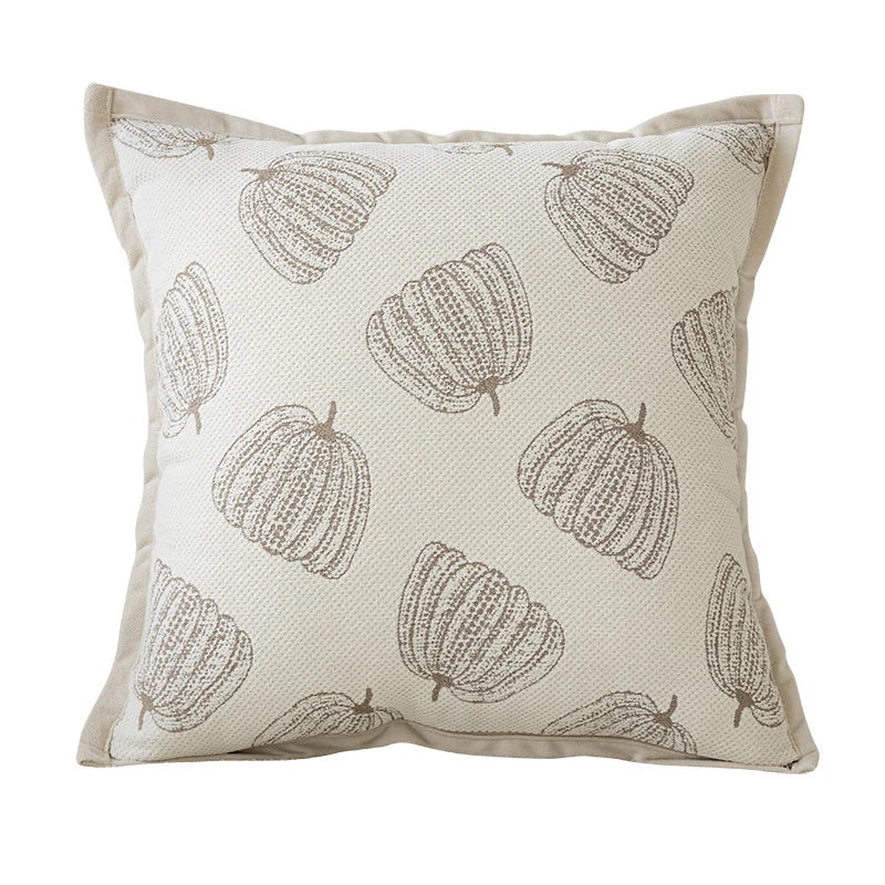 Throw Pillow Cover Cotton Blend Quilted Piping Machine Washable