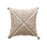 Throw Pillow Cover Cotton Blend Tufted Diamond Tassels