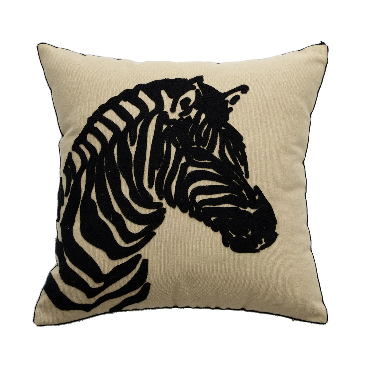 Throw Pillow Cover Cotton Canvas Hand-Tufted Embroidery Concealed Zipper