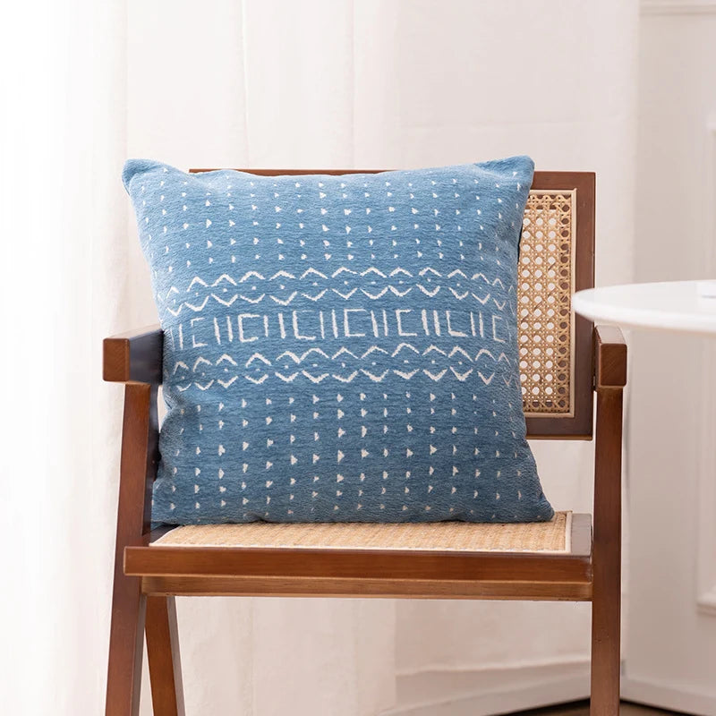 Throw Pillow Cover Cotton-Linen Jacquard Concealed Zipper
