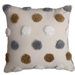 Throw Pillow Cover Cotton-Linen Tufted Pom-Pom Concealed Zipper