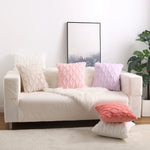 Throw Pillow Cover Diamond Tufted Chenille Knit Frayed Edge