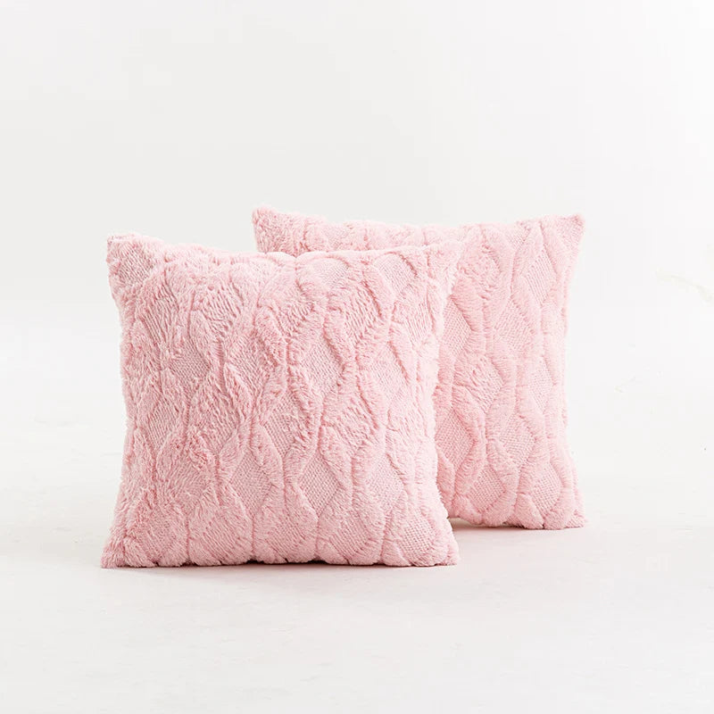 Throw Pillow Cover Diamond Tufted Chenille Knit Frayed Edge