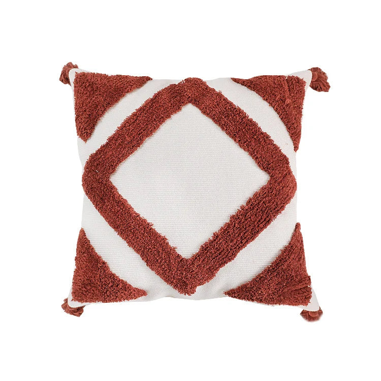 Throw Pillow Cover Diamond Tufted Tassel Corners