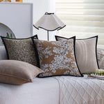 Throw Pillow Cover Grainy Woven Velvet Piping
