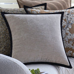Throw Pillow Cover Grainy Woven Velvet Piping