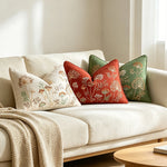 Throw Pillow Cover Hand-Embroidered Linen Blend Hidden Closure
