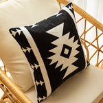 Throw Pillow Cover Hand-Stitched Geometric Embroidery Cotton-Linen Hidden Zipper